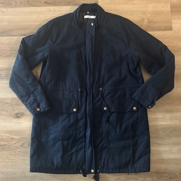 JustFab Jackets & Blazers - JustFab Navy Blue Utility Jacket / Parka – Zip & Snap Front – Size XL – Good